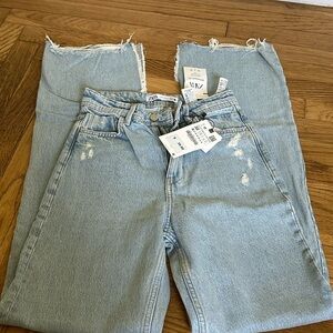 Zara Women's Straight Leg Jeans in Light Blue